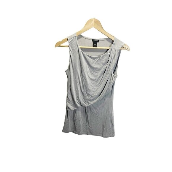 Ann Taylor Sleeveless Cross Layered Tank Top Size XS Gray Stretch Career - Picture 1 of 4
